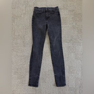 J Brand Super Skinny Stretch Jeans in Graphite Black, size 27